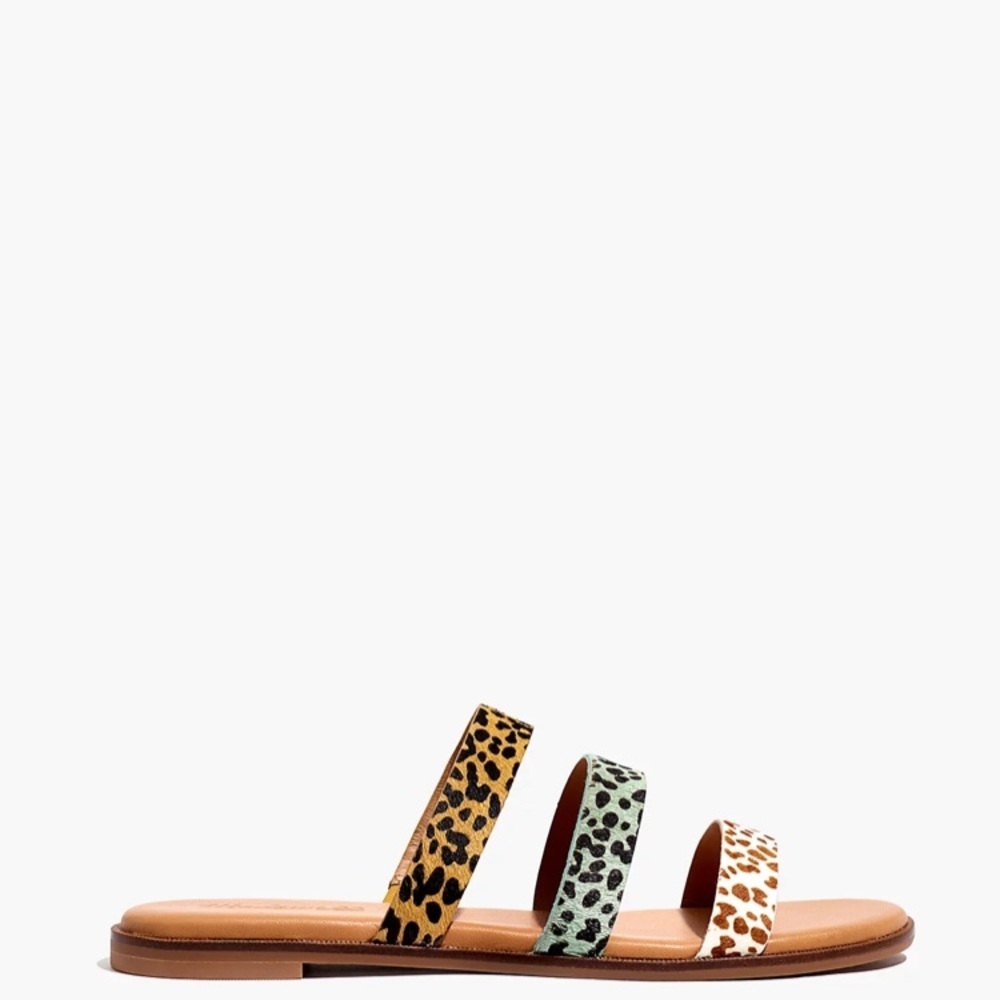 Madewell The Ilana Slide Sandal in Calf Hair size 6 seaside blue Wash leather - Picture 2 of 11